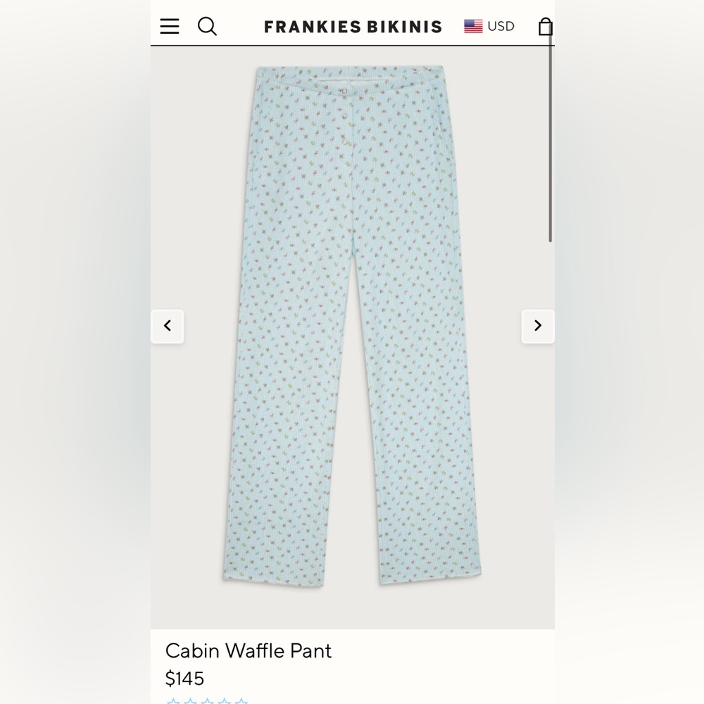 NWT! Frankie’s Bikinis cabin waffle pant —cozy stripe